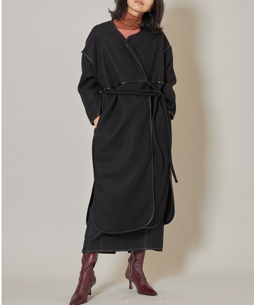 &. NOSTALGIA（アンドドットノスタルジア）の「ボリュームパイピングコート（ステンカラーコート・レディース・ブラック/ベージュ/アイボリー・FREE）」の16枚目の写真