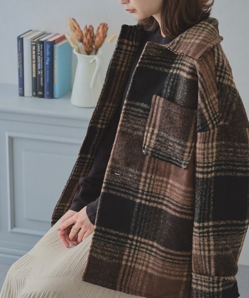 acro(アクロ)の「マストトレンド オーバーサイズ チェック柄アウター/AC1182(その他アウター・レディース・ブラウン/ブラック・フリ-)」の2枚目の写真