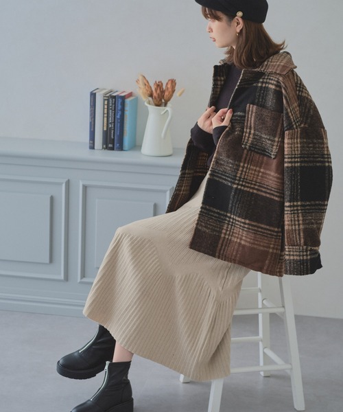 acro(アクロ)の「マストトレンド オーバーサイズ チェック柄アウター/AC1182(その他アウター・レディース・ブラウン/ブラック・フリ-)」の7枚目の写真