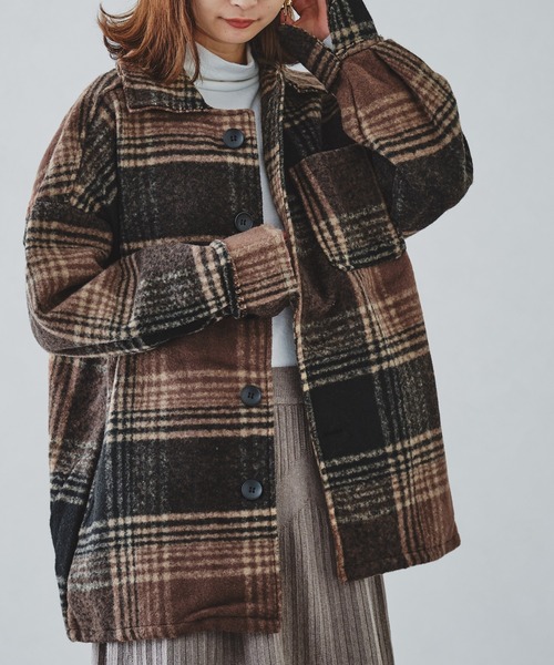 acro(アクロ)の「マストトレンド オーバーサイズ チェック柄アウター/AC1182(その他アウター・レディース・ブラウン/ブラック・フリ-)」の5枚目の写真