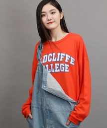 air tokyo sellection | 【ユニセックスで着用可能】ビッグシルエット 天竺 フェルトロゴ 刺繍 ロンT(Tシャツ/カットソー)