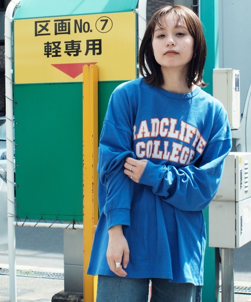 air tokyo sellection(エアートウキョウセレクション)の「【ユニセックスで着用可能】ビッグシルエット 天竺 フェルトロゴ 刺繍 ロンT(Tシャツ/カットソー・メンズ・ブラック/オレンジ/ホワイト/グリーン/ブルー・MEDIUM/LARGE)」の6枚目の写真