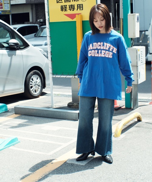 air tokyo sellection(エアートウキョウセレクション)の「【ユニセックスで着用可能】ビッグシルエット 天竺 フェルトロゴ 刺繍 ロンT(Tシャツ/カットソー・メンズ・ブラック/オレンジ/ホワイト/グリーン/ブルー・MEDIUM/LARGE)」の7枚目の写真
