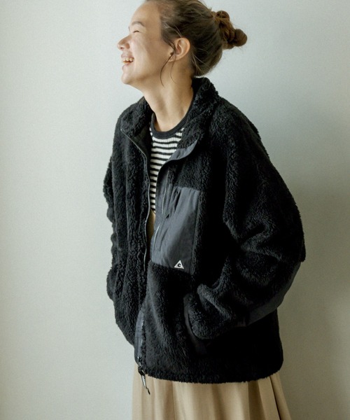 GERRY(ジェリー)の「【GERRY】BOA HALF JACKET/ボアハーフジャケット(その他アウター・レディース・オフホワイト/ブラック/グレー・FREE)」の2枚目の写真