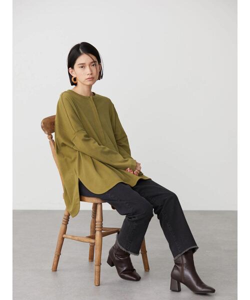 AMERICAN HOLIC（アメリカンホリック）の「シャツディテールポンチプルオーバー（Tシャツ/カットソー・レディース・ブラック/キャメル・M/L）」の6枚目の写真