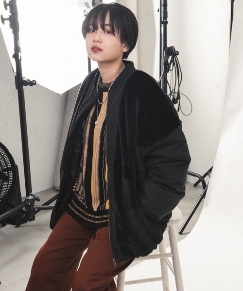 kutir（クティール）の「ファーレイヤード風MA-1（MA-1・レディース・ブラック/ダークブラウン/カーキ・FREE）」の18枚目の写真