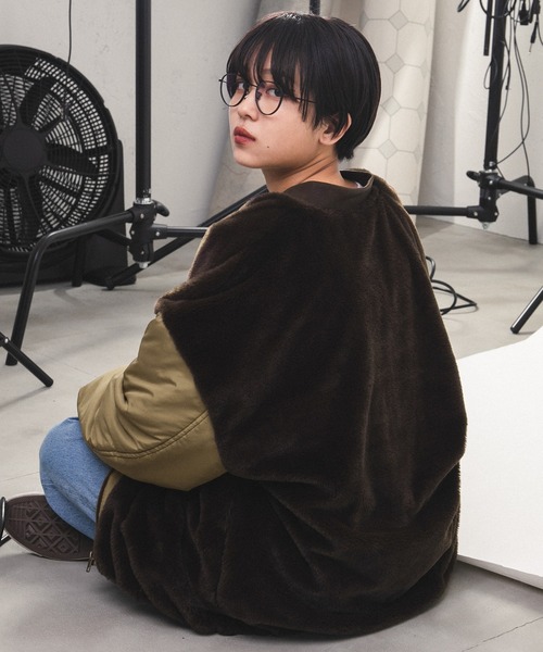 kutir（クティール）の「ファーレイヤード風MA-1（MA-1・レディース・ブラック/ダークブラウン/カーキ・FREE）」の16枚目の写真