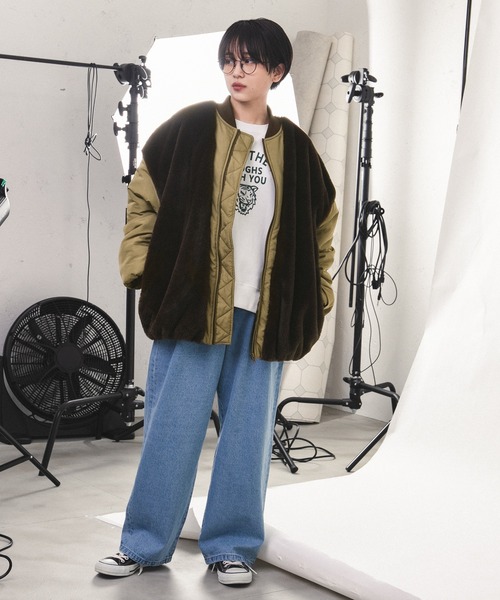 kutir（クティール）の「ファーレイヤード風MA-1（MA-1・レディース・ブラック/ダークブラウン/カーキ・FREE）」の5枚目の写真