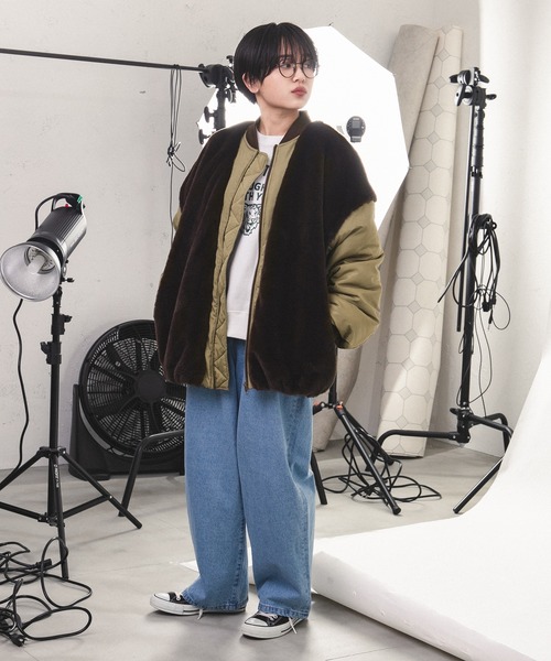 kutir（クティール）の「ファーレイヤード風MA-1（MA-1・レディース・ブラック/ダークブラウン/カーキ・FREE）」の9枚目の写真