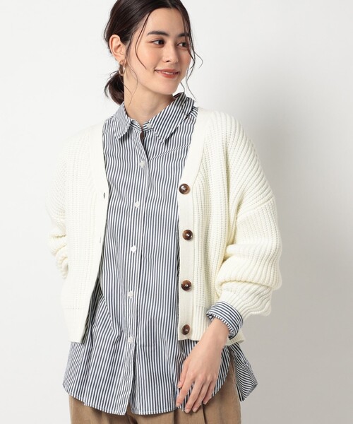 THE SHOP TK (ザ ショップ ティーケー )の「◆畦編みVネックカーディガン(カーディガン/ボレロ・レディース・マスタード/ブラック/アイボリー・12/13)」の18枚目の写真