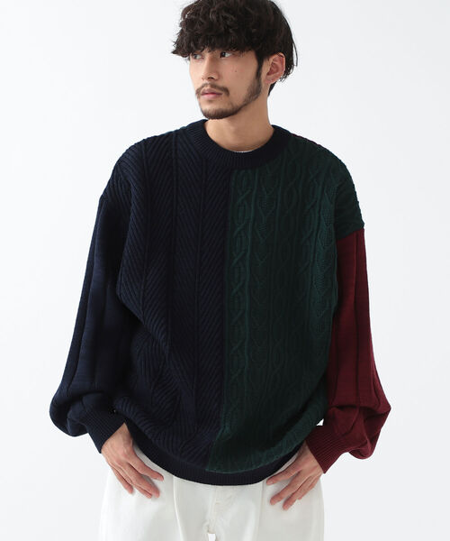 BEAMS（ビームス）の「BEAMS / 5ゲージ クレイジー クルーネック ニット（ニット/セーター・メンズ・グレー系/ネイビー系・S/M/L/XL）」の3枚目の写真