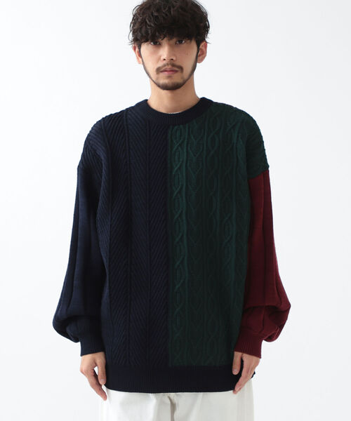 BEAMS（ビームス）の「BEAMS / 5ゲージ クレイジー クルーネック ニット（ニット/セーター・メンズ・グレー系/ネイビー系・S/M/L/XL）」の8枚目の写真