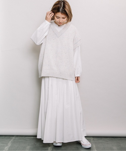 refinedworks（リファインドワークス）の「カラーネップニットベスト（ベスト・レディース・ベージュ/ミント/グレー・FREE）」の6枚目の写真