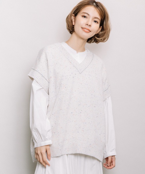 refinedworks（リファインドワークス）の「カラーネップニットベスト（ベスト・レディース・ベージュ/ミント/グレー・FREE）」の14枚目の写真