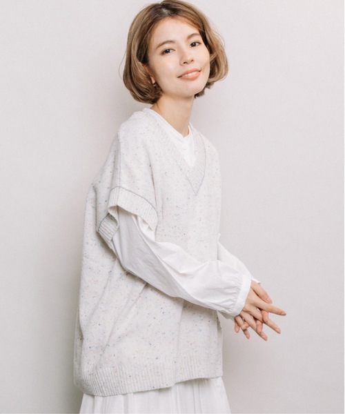 refinedworks（リファインドワークス）の「カラーネップニットベスト（ベスト・レディース・ベージュ/ミント/グレー・FREE）」の9枚目の写真