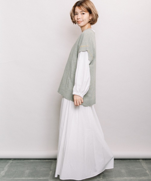 refinedworks（リファインドワークス）の「カラーネップニットベスト（ベスト・レディース・ベージュ/ミント/グレー・FREE）」の7枚目の写真