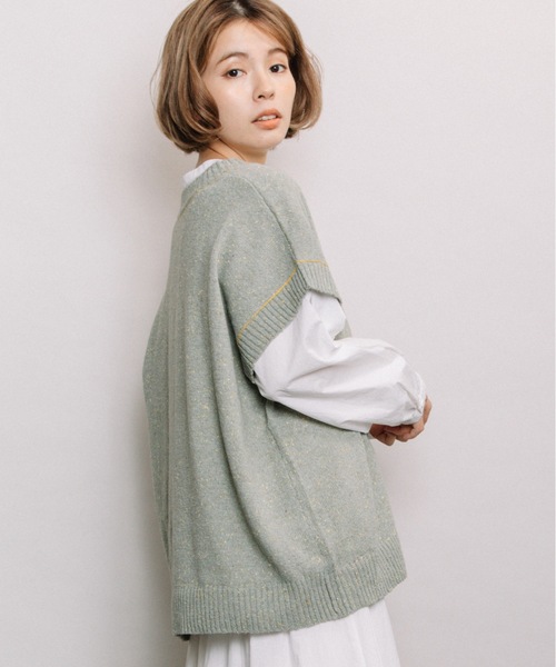 refinedworks（リファインドワークス）の「カラーネップニットベスト（ベスト・レディース・ベージュ/ミント/グレー・FREE）」の10枚目の写真