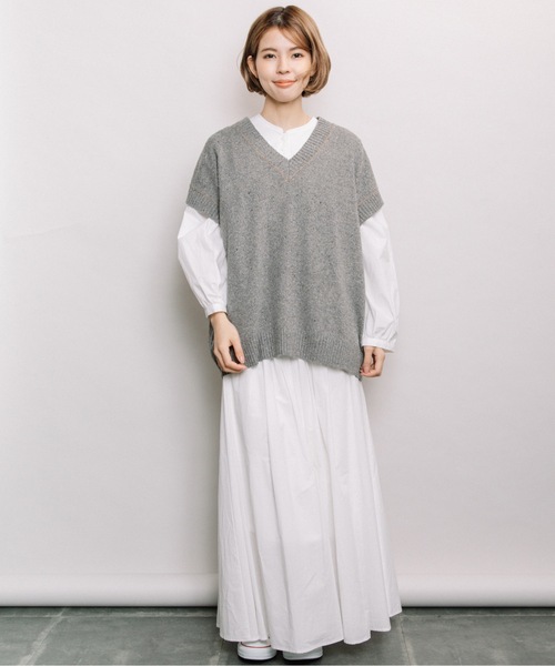 refinedworks（リファインドワークス）の「カラーネップニットベスト（ベスト・レディース・ベージュ/ミント/グレー・FREE）」の18枚目の写真