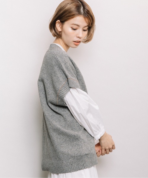refinedworks（リファインドワークス）の「カラーネップニットベスト（ベスト・レディース・ベージュ/ミント/グレー・FREE）」の16枚目の写真