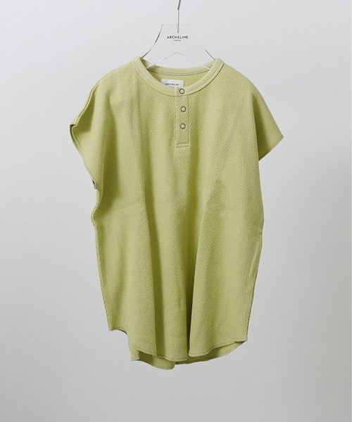 ARCH & LINE(アーチアンドライン)の「オーガニックコットン ワッフルノースリーブTシャツ OG HONEYCOMB TANKTOP(Tシャツ/カットソー・レディース・チャコールグレー/オフホワイト/ライム/ラベンダー・1/2)」の9枚目の写真