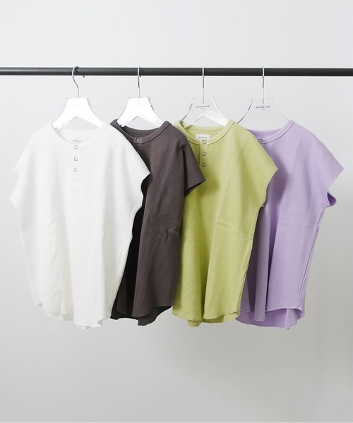 ARCH & LINE(アーチアンドライン)の「オーガニックコットン ワッフルノースリーブTシャツ OG HONEYCOMB TANKTOP(Tシャツ/カットソー・レディース・チャコールグレー/オフホワイト/ライム/ラベンダー・1/2)」の16枚目の写真