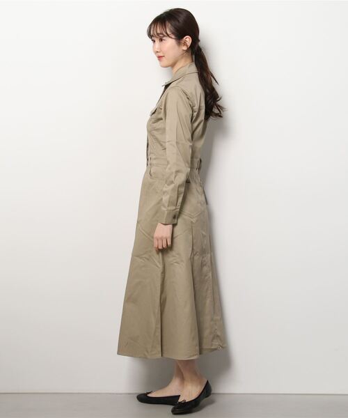 Dickies(ディッキーズ)の「ロングスリーブ ストレッチ シャツワンピース(シャツワンピース・レディース・サンドベージュ/ダークネイビー・X-SMALL/SMALL/X-LARGE/MEDIUM/LARGE)」の3枚目の写真