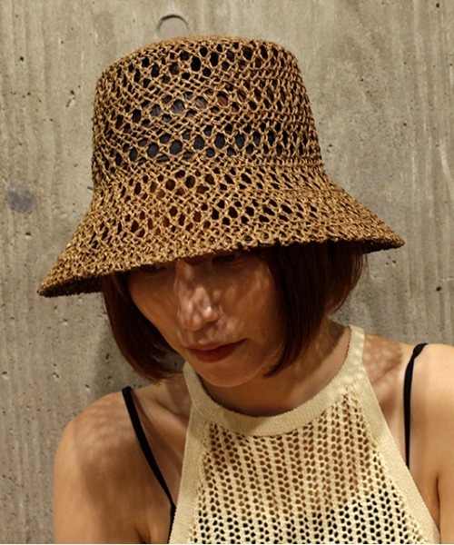 CONTROL FREAK / CTFK（コントロールフリーク）の「CONTROL FREAK(コントロールフリーク)透かし編バケットハット（ハット・レディース・ブラック/ブラウン/ナチュラル・FREE）」の3枚目の写真