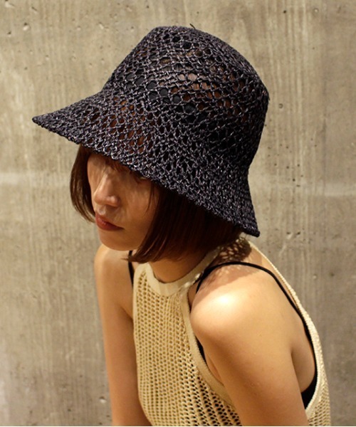 CONTROL FREAK / CTFK（コントロールフリーク）の「CONTROL FREAK(コントロールフリーク)透かし編バケットハット（ハット・レディース・ブラック/ブラウン/ナチュラル・FREE）」の2枚目の写真