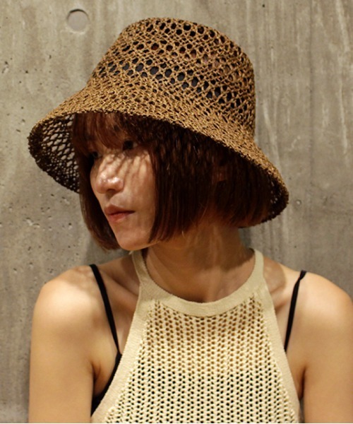 CONTROL FREAK / CTFK（コントロールフリーク）の「CONTROL FREAK(コントロールフリーク)透かし編バケットハット（ハット・レディース・ブラック/ブラウン/ナチュラル・FREE）」の6枚目の写真