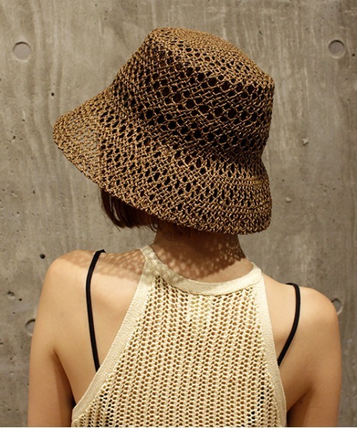 CONTROL FREAK / CTFK（コントロールフリーク）の「CONTROL FREAK(コントロールフリーク)透かし編バケットハット（ハット・レディース・ブラック/ブラウン/ナチュラル・FREE）」の4枚目の写真