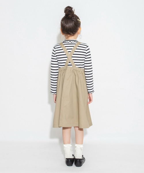 BRANSHES（ブランシェス）の「胸元タックジャンパースカート（ジャンパースカート・キッズ・ベージュ/チャコールグレー・110/140/90/150/130/120/100）」の11枚目の写真