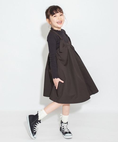 BRANSHES（ブランシェス）の「胸元タックジャンパースカート（ジャンパースカート・キッズ・ベージュ/チャコールグレー・110/140/90/150/130/120/100）」の6枚目の写真