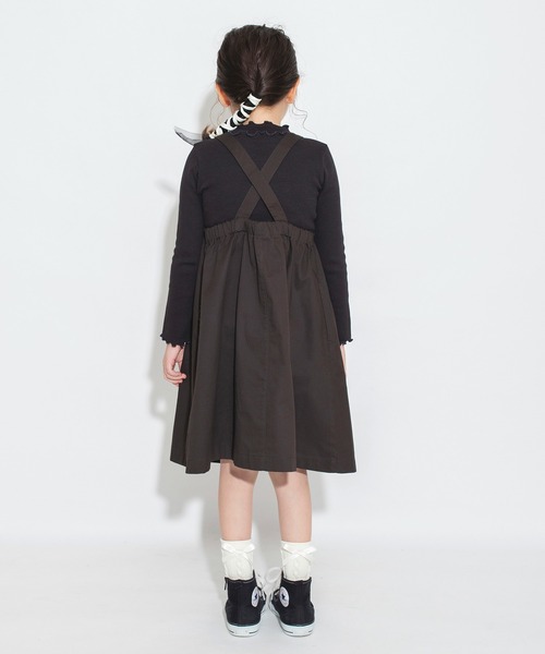 BRANSHES（ブランシェス）の「胸元タックジャンパースカート（ジャンパースカート・キッズ・ベージュ/チャコールグレー・110/140/90/150/130/120/100）」の7枚目の写真