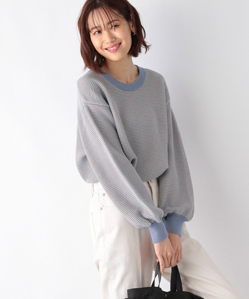 GLOBAL WORK（グローバルワーク）の「タックガラニットプルオーバー/260906（ニット/セーター・レディース・ライトブルー/ブラック/グリーン系その他3・MEDIUM/LARGE）」の3枚目の写真