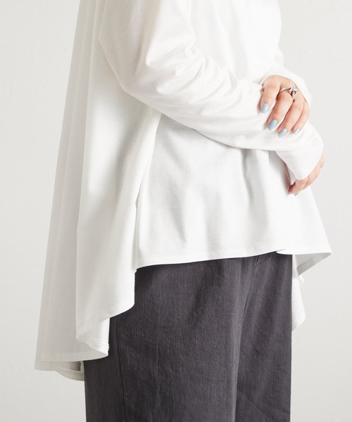 BEARDSLEY（ビアズリー）の「後ろフレアロングTシャツ（Tシャツ/カットソー・レディース・ホワイト/イエロー・FREE）」の13枚目の写真