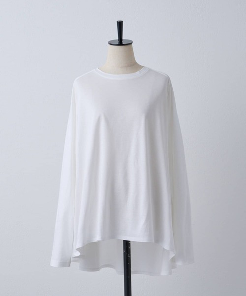 BEARDSLEY（ビアズリー）の「後ろフレアロングTシャツ（Tシャツ/カットソー・レディース・ホワイト/イエロー・FREE）」の7枚目の写真