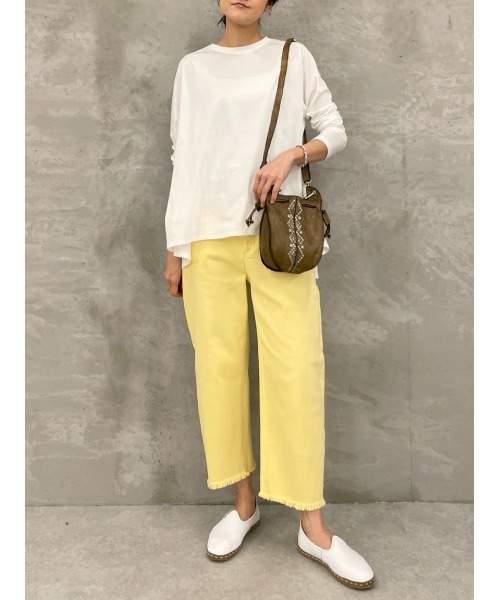 BEARDSLEY（ビアズリー）の「後ろフレアロングTシャツ（Tシャツ/カットソー・レディース・ホワイト/イエロー・FREE）」の16枚目の写真