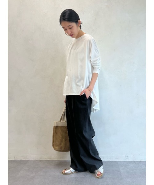 BEARDSLEY（ビアズリー）の「後ろフレアロングTシャツ（Tシャツ/カットソー・レディース・ホワイト/イエロー・FREE）」の18枚目の写真