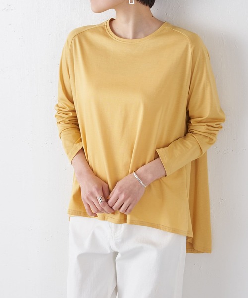 BEARDSLEY（ビアズリー）の「後ろフレアロングTシャツ（Tシャツ/カットソー・レディース・ホワイト/イエロー・FREE）」の21枚目の写真