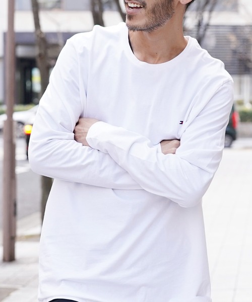 TOMMY HILFIGER（トミーヒルフィガー）の「TOMMY HILFIGER/トミーヒルフィガー Core Flag Crew ワッペン クルーネック 長袖 Tシャツ カットソー（Tシャツ/カットソー・メンズ・ホワイト/ヘザーグレー/レッド系その他/ダークネイビー・SMALL/MEDIUM/X-LARGE/LARGE）」の2枚目の写真