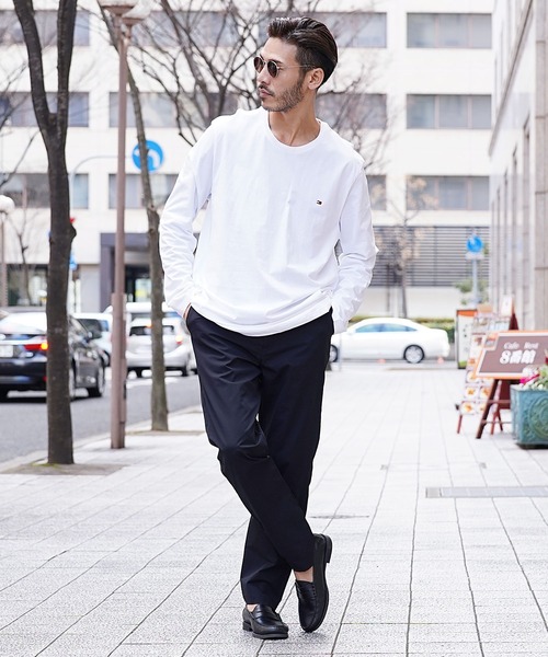 TOMMY HILFIGER（トミーヒルフィガー）の「TOMMY HILFIGER/トミーヒルフィガー Core Flag Crew ワッペン クルーネック 長袖 Tシャツ カットソー（Tシャツ/カットソー・メンズ・ホワイト/ヘザーグレー/レッド系その他/ダークネイビー・SMALL/MEDIUM/X-LARGE/LARGE）」の5枚目の写真