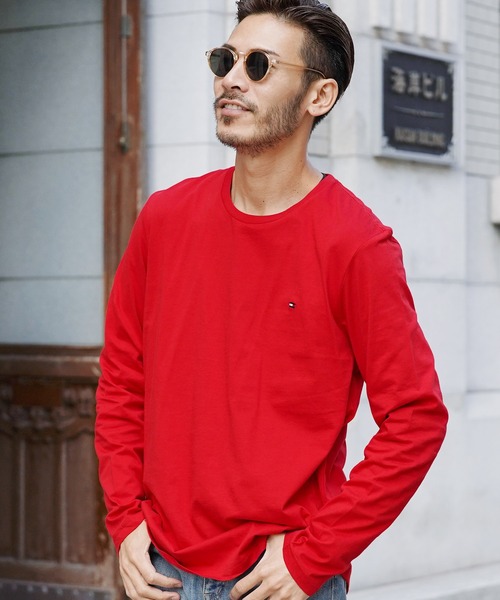TOMMY HILFIGER（トミーヒルフィガー）の「TOMMY HILFIGER/トミーヒルフィガー Core Flag Crew ワッペン クルーネック 長袖 Tシャツ カットソー（Tシャツ/カットソー・メンズ・ホワイト/ヘザーグレー/レッド系その他/ダークネイビー・SMALL/MEDIUM/X-LARGE/LARGE）」の9枚目の写真
