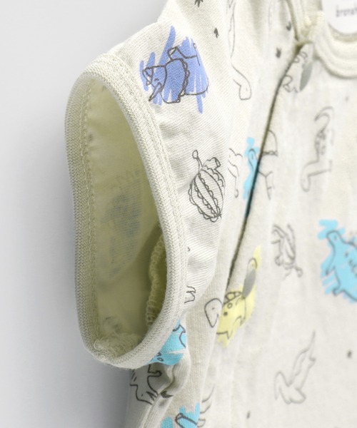 BRANSHES（ブランシェス）の「恐竜柄肌着付き半袖2WAYオール（ロンパース・キッズ・ベージュ/ライトグリーン・フリー）」の9枚目の写真