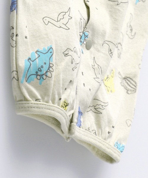 BRANSHES（ブランシェス）の「恐竜柄肌着付き半袖2WAYオール（ロンパース・キッズ・ベージュ/ライトグリーン・フリー）」の4枚目の写真