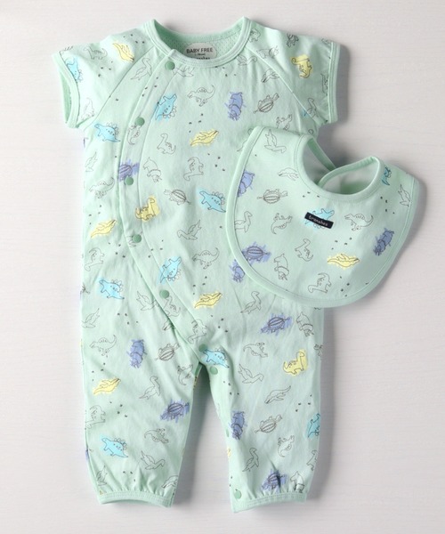 BRANSHES（ブランシェス）の「恐竜柄肌着付き半袖2WAYオール（ロンパース・キッズ・ベージュ/ライトグリーン・フリー）」の8枚目の写真