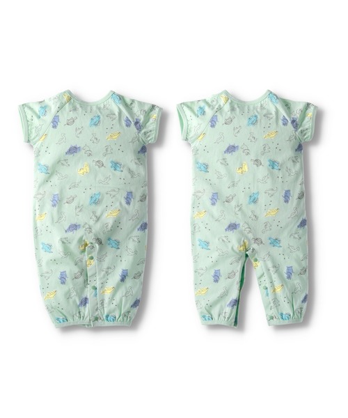 BRANSHES（ブランシェス）の「恐竜柄肌着付き半袖2WAYオール（ロンパース・キッズ・ベージュ/ライトグリーン・フリー）」の7枚目の写真