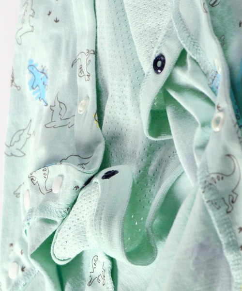 BRANSHES（ブランシェス）の「恐竜柄肌着付き半袖2WAYオール（ロンパース・キッズ・ベージュ/ライトグリーン・フリー）」の5枚目の写真