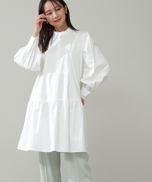 N.（N. Natural Beauty Basic）（エヌエヌナチュラルビューティーベーシック）の「◆ボリュームパフミニワンピース（ワンピース・レディース・オフホワイト/スミクロ/グレイッシュベージュ・MEDIUM）」の2枚目の写真