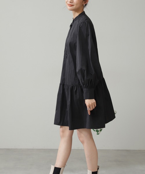 N.（N. Natural Beauty Basic）（エヌエヌナチュラルビューティーベーシック）の「◆ボリュームパフミニワンピース（ワンピース・レディース・オフホワイト/スミクロ/グレイッシュベージュ・MEDIUM）」の12枚目の写真