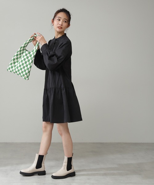 N.（N. Natural Beauty Basic）（エヌエヌナチュラルビューティーベーシック）の「◆ボリュームパフミニワンピース（ワンピース・レディース・オフホワイト/スミクロ/グレイッシュベージュ・MEDIUM）」の6枚目の写真